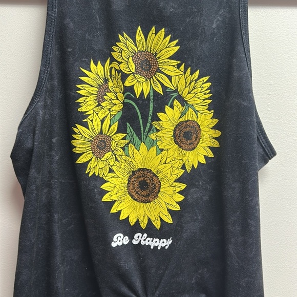 Sunflower Graphic Muscle Tee - Black - Picture 1 of 5